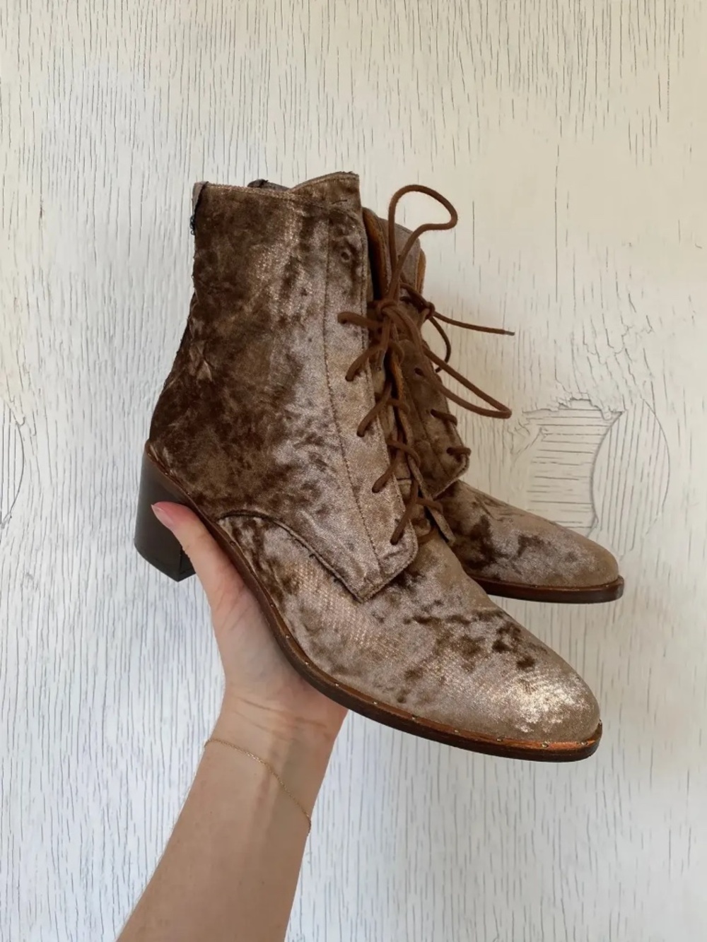 FRĒDA SALVADOR Ace velvet lace up boots 7.5